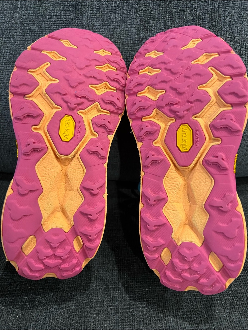 Hoka Teal Pink Orange Running Shoes - Picture 6 of 7